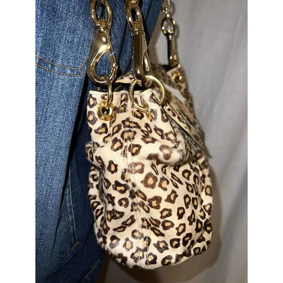 LA GIOE DI TOSCANA Purse Animal Print Pony Hair Leather Suede Flap Shoulder Bag - Picture 5 of 11